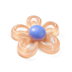 半透明の樹脂カボション  中空の花  桃パフ  28.5x28x6.8mm&nbsp;RESI-K021-01B