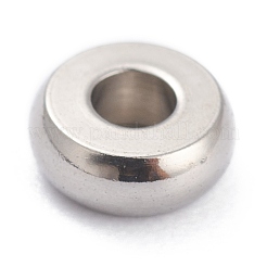 変色しない202ステンレススチールスペーサービーズ  フラットラウンド  ステンレス鋼色  5x2mm  穴：1.8mm&nbsp;STAS-H152-05B-P