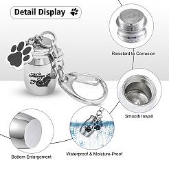 犬の灰のためのペット骨壷  足跡キーホルダーペット火葬ジュエリーステンレス鋼の犬の壷ペンダントペット記念品猫 & 犬の壷収納袋  ステンレス鋼色  7.5x1.6cm&nbsp;JX366A