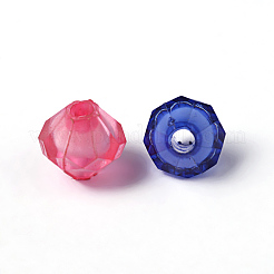 透明なアクリルビーズ  二層ビーズ  双円錐形  ミックスカラー  8x8x8mm  穴：2mm  約2300個/500g&nbsp;TACR-S085-8mm-M