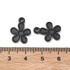 304ステンレススチールペンダントカボションセッティングエナメル  花のチャーム  イオンプレーティング（ip）  ブラック  17x13x2.5mm  穴：1.8mm&nbsp;STAS-H240-35EB-01
