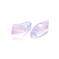ツートン透明スプレー塗装ガラスチャーム  花弁  プラム  14.5x7.5x4mm  穴：1.2mm&nbsp;GLAA-S190-019D-01
