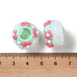 不透明なアクリルビーズ  手描きのビーズ  エナメル  ミディアムアクアマリン  14~15x18~20x18~20mm  穴：2~3mm&nbsp;ACRC-H001-01B
