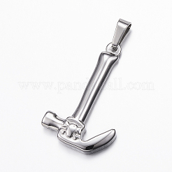 変色しにくい304ステンレススチールペンダント  ハンマー  ステンレス鋼色  34x21x4.5mm  穴：4x8mm&nbsp;STAS-K162-017P