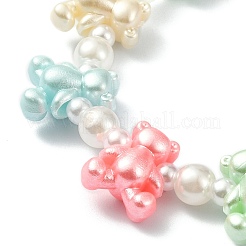 かわいいアクリルクマと腹筋プラスチックパールビーズストレッチキッズブレスレット  カラフル  内径：1-3/4インチ（4.4cm）&nbsp;BJEW-JB09475