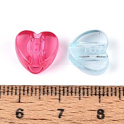 650-700g6色透明アクリルビーズ  ハート  ミックスカラー  10x11x5.5mm  穴：4mm&nbsp;OACR-T029-85M