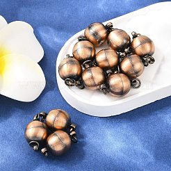 ループ付き真鍮製マグネットクラスプ  オーバル  ブラッシング赤い銅  17x10mm  穴：3mm&nbsp;KK-E268-10mm-R-NR