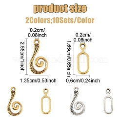 20セット2スタイルの合金フックとアイクラスプ  ニッケルフリー  ミックスカラー  13.5x25.5x1.5 6x16.5x1mmmm&nbsp;FIND-YW0007-35
