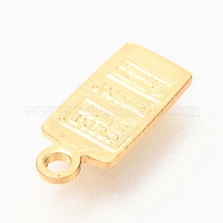 真鍮チャーム  女性と単語のクレジットスイスと長方形  18KGP本金メッキ  11x5x0.9mm  穴：1.2mm&nbsp;LS-KK-J275-06G