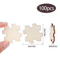 ウッドカボション  パズル  アンティークホワイト  40x40x3mm&nbsp;WOOD-GF0001-06