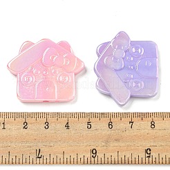 UVメッキ虹色アクリルビーズ  ハウス  ミックスカラー  31x37x5.5mm  穴：2.5mm&nbsp;OACR-G039-20