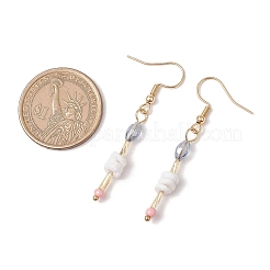 ガラスダングルピアス  304ステンレススチールピアスフック付き  オーバル  ゴールドカラー  50x5.5mm&nbsp;EJEW-JE06277