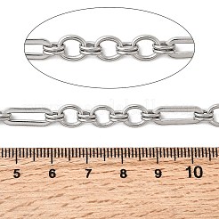 304ステンレス鋼の長方形リングリンクチェーン  溶接されていない  ステンレス鋼色  14.5x5.5x1.3mm&nbsp;CHS-Z007-21P