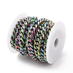 304ステンレススチールキューバチェーン  多面カット  溶接されていない  虹色  13.5~14x11.5~12x3mm&nbsp;CHS-P007-04M