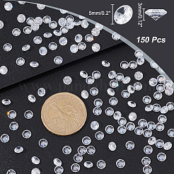 150 個のキュービックジルコニアカボション  グレードA  多面カット  ダイヤモンド  透明  5x3mm&nbsp;ZIRC-PH0001-28