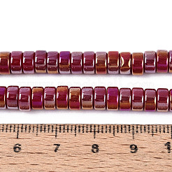 ABカラーメッキ不透明ガラスビーズ連売り  フラットラウンド  暗赤色  6~6.5x3mm  穴：1~1.2mm  約111~119個/連  14.17~15.16''（36~38.5センチメートル）&nbsp;GLAA-T026-3x6mm-P14