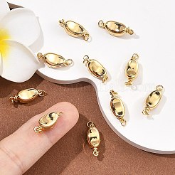 シェグレース真鍮製ボックスクラスプ  オーバル  丸カン付き  カドミウムフリー＆ニッケルフリー＆鉛フリー  長持ちメッキ  1連  1穴  2KGP本金メッキ  18mm  穴：17x7x6mm&nbsp;XGR0092G-166G