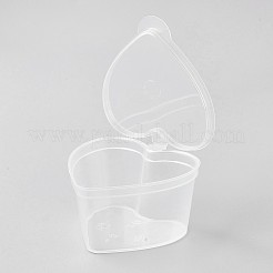 45mlハート型調味料箱  使い捨て味付けカップ  透明  4.6~5.8x5.5x3.2cm  容量：45ml（1.52液量オンス）&nbsp;LS-CON-WH0031-01
