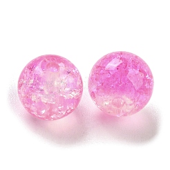 透明スプレー塗装クラックガラスビーズ  ラウンド  濃いピンク  8mm  穴：1.6mm  300個/袋&nbsp;GLAA-L046-01B-37