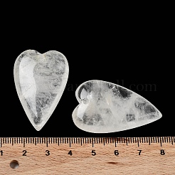 天然石クオーツクリスタルペンダント  ロッククリスタルペンダント  ラブハートチャーム  38.5~39.5x25~25.5x9mm  穴：1.8mm&nbsp;G-D087-02B