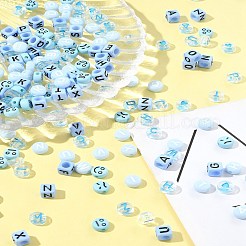 200PCSアクリルビーズ  混合図形  ライトブルー  6~7x6~7x4~6mm  穴：1.6~3.5mm&nbsp;SACR-FS0001-31