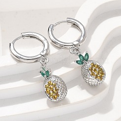 真鍮製キュービックジルコニアフープピアス  鉛フリー＆カドミウムフリー  プラチナ  混合図形  26.5~30x7.5~10mm&nbsp;EJEW-Q015-02P