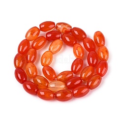 天然石瑪瑙ビーズ連売り  染め  ライス  レッドオレンジ  11.5~12.5x7.5~8.5mm  穴：1~1.2mm  約31~33個/連  14.57~15.35インチ（37~39cm）&nbsp;G-N362-18A-07