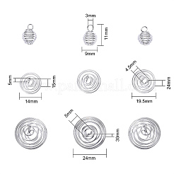 40本4サイズ鉄線ペンダント  スパイラルビーズケージペンダント  ラウンド  銀  15x14mm  穴：5mm  10pcs /サイズ&nbsp;IFIN-CJ0001-40S