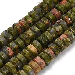 天然石ユナカイトビーズ連売り  多面カット  六角  6x6x3mm  穴：0.8mm  約108個/連  14.72~14.80''（37.4~37.6センチメートル）&nbsp;G-G317-A15-3x6mm