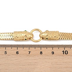 304 ステンレススチール グリーン キュービックジルコニア スネークリンク フラット スネークチェーン ネックレス 女性用  18KGP本金メッキ  14.33インチ（36.4cm）&nbsp;NJEW-Z071-02G