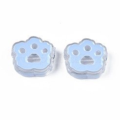 透明なアクリルビーズ  エナメル  猫の足のプリント  ミックスカラー  22x25x8.5mm  穴：3mm&nbsp;ACRC-S039-06