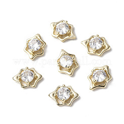 真鍮マイクロは、クリアキュービックジルコニアカボションを開く  ニッケルフリー  花  18KGP本金メッキ  9x6.5x3mm&nbsp;KK-A174-05G