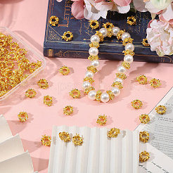 合金スペーサービーズ100個。  花  ゴールドカラー  12x10.5x6mm  穴：5mm&nbsp;FIND-CA0011-55