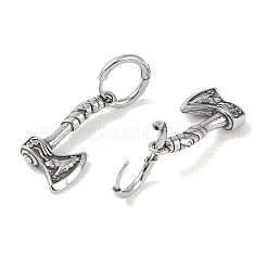 316サージカルステンレススチール製斧型フープピアス（女性用）  アンティークシルバー  29x14mm&nbsp;EJEW-P274-16A-AS