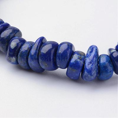 天然ラピスラズリビーズのストレッチブレスレット  2-1/8インチ（54mm）&nbsp;BJEW-JB02683-03-1