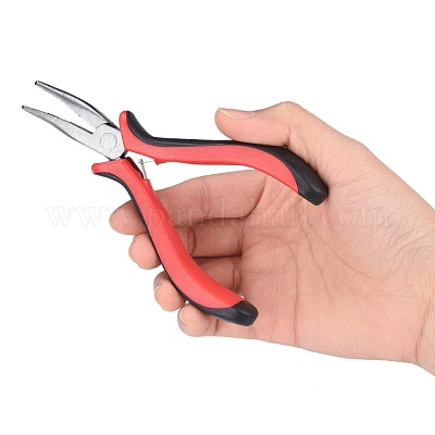 炭素鋼製ニッパー/ヤットコ  曲がったラジオペンチ  艶出し  ガンメタ色  130mm&nbsp;PT-S034-1