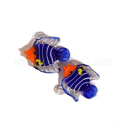 手作りランプワークペンダント  魚  藤紫色  39x42mm&nbsp;PW-WG2668A-04-1
