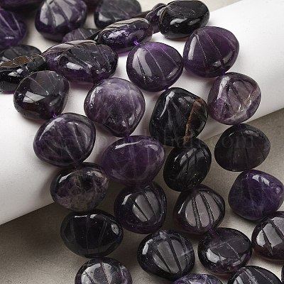 天然アメジストの彫刻ビーズ連売り  シェル形状  14~15x16~17x6~7mm  穴：1mm  約28~29個/連  15.35~15.55''（39~39.5センチメートル）&nbsp;G-H339-A07-01A-1