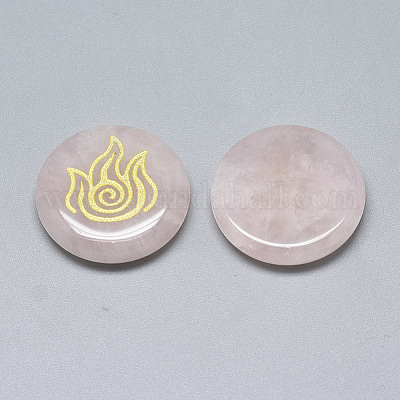 天然石ローズクォーツカボション  縁起の良い雲模様とフラットラウンド  25x5.5mm  4個/セット&nbsp;G-T122-37D-1