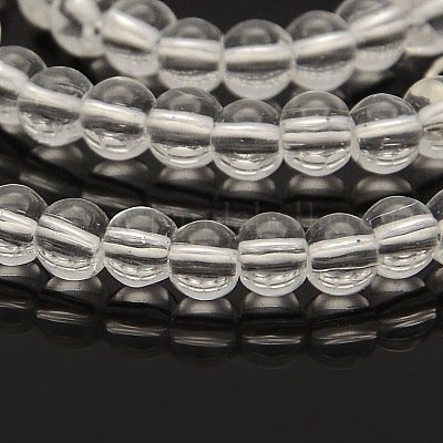 ラウンドガラスビーズ連売り  透明  4mm  穴：1mm  約96~102個/連  15.2インチ&nbsp;GLAA-A025-4mm-01-1