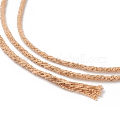 工芸品の編み物用の綿糸  ダークサーモン  3mm  約109.36ヤード（100m）/ロール&nbsp;KNIT-PW0001-01-22-1