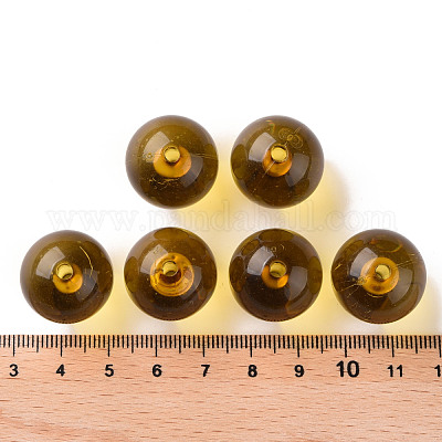 透明なアクリルビーズ  ラウンド  ゴールデンロッド  20x19mm  穴：3mm  約111個/500g&nbsp;MACR-S370-A20mm-737-1