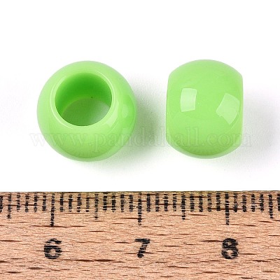不透明なアクリルビーズ  ラウンド  芝生の緑  12x9.8mm  穴：6.5mm  約850個/500g&nbsp;SACR-N018-05G-1