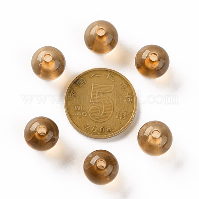 透明なアクリルビーズ  ラウンド  砂茶色  10x9mm  穴：2mm  約940個/500g&nbsp;MACR-S370-A10mm-761-1
