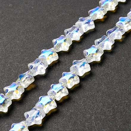 透明なガラスビーズ連  スター  クリアAB  8~8.5x8~8.5x3.5~4mm  穴：1mm  約50個/連  14.25~15.35インチ（36.2~39cm）&nbsp;GLAA-F112-02I-1