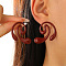 Vortex Spray Printed Alloy Stud Earrings, Dark Red, 50mm