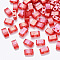FGB 2-Hole Baking Paint Transparent Glass Seed Beads, AB Color Plated, Rectangle, Red, 4.5~5.5x2x2~2.5mm, Hole: 0.5~0.8mm, about 2000pcs/bag
