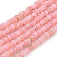 染め天然淡水シェルビーズ連売り  ロンデル  ライトコーラル  1~4.5x4~4.5x2~4.5mm  穴：0.5mm  約159個/連  15.12''（38.4センチメートル）&nbsp;BSHE-G039-07D