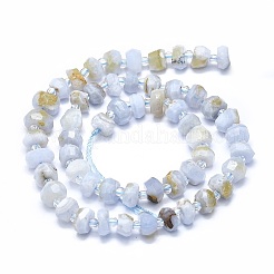 天然石ブルーレースアゲートビーズ連売り  多面カット  ナゲット  7~8x3~5mm  穴：1mm  約47個/連  15.35インチ（39cm）&nbsp;G-F715-032A