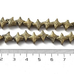 電気メッキされた天然溶岩岩ビーズ連売り  スター  ライトゴールドメッキ  9.5x9.5mm  穴：1mm  約48個/連  14.57''（37センチメートル）&nbsp;G-A251-C01-01A